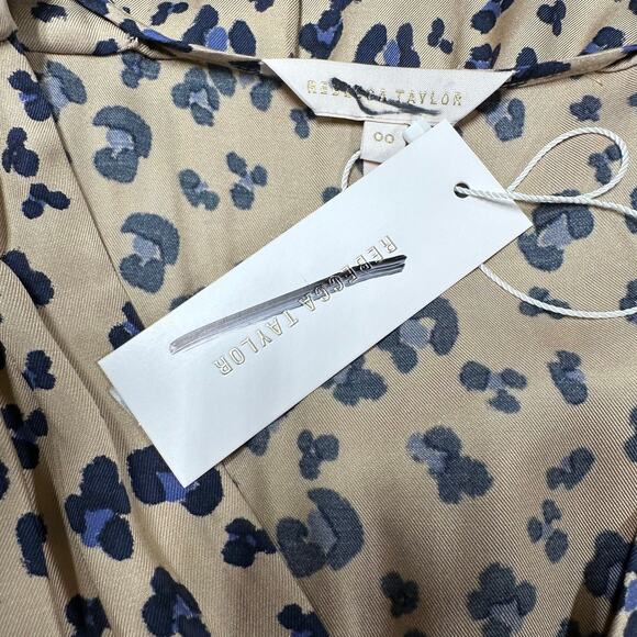 Rebecca Taylor Cheetah Print Silk Dress Size 00 NWT $395 MSRP Balloon Sleeve - Picture 7 of 12